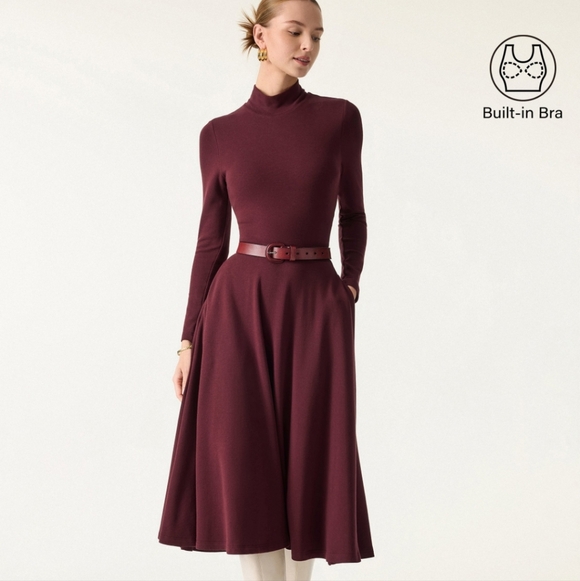NWT OGL ProWarm Mockneck Midi Brami Dress with Pockets in Ruby Red Size S - Picture 1 of 11
